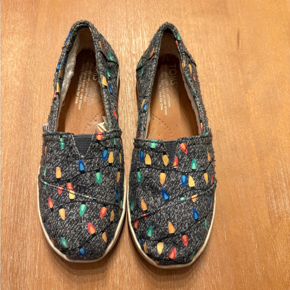 TOMS Kids' Gray Moccasins with Colorful Lights